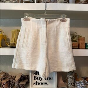 Zara Cream Textured High-Waist Women's Shorts